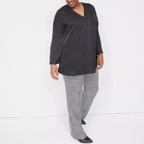 LANE BRYANT - Long-Sleeve V-Neck Satin Tunic - Picture 3 of 5